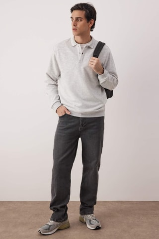 Sudadera regular fit - Gris claro jaspeado