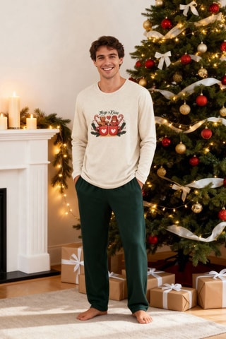 Pijama - Beige y verde