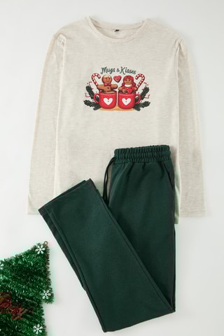 Pijama - Beige y verde