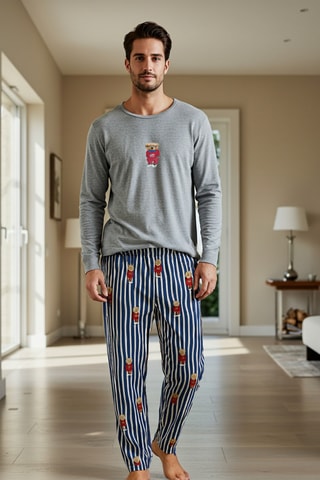 Pijama - Gris y azul