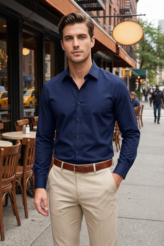 Camisa slim fit - Azul marino