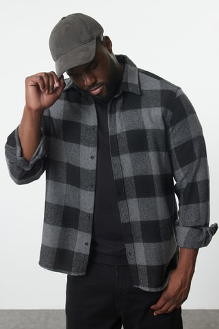 Camisa regular fit - Negro y gris