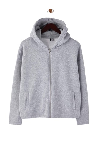 Sudadera oversize con capucha - Gris claro jaspeado