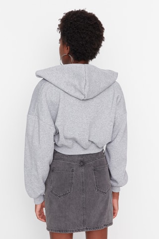 Sudadera relaxed con capucha - Gris claro jaspeado