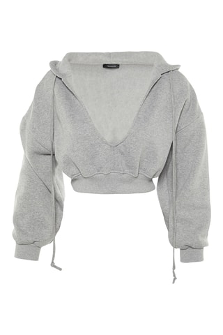 Sudadera relaxed con capucha - Gris claro jaspeado