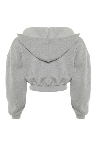 Sudadera relaxed con capucha - Gris claro jaspeado