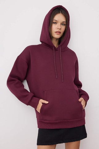 Sudadera oversize con capucha - Burdeos