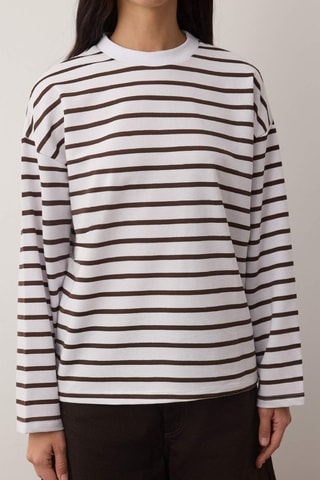 Sudadera oversize - Marrón y blanco