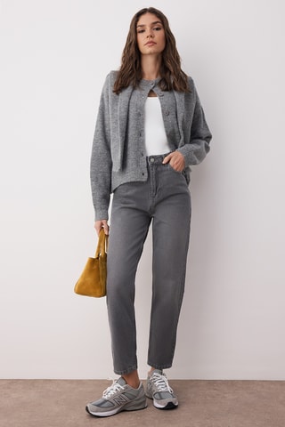 Vaquero mom de tiro alto - Gris