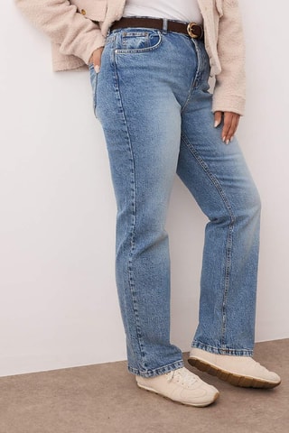 Vaquero recto de tiro alto - Azul claro