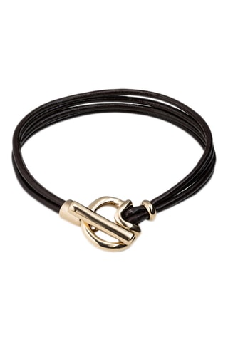 Bracciale multigiro - Pelle e placcato oro giallo