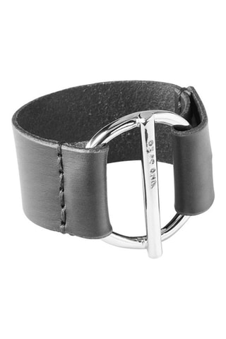 Bracciale a polsiera - Pelle e placcato argento