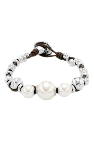 Bracciale - Pelle e placcato argento