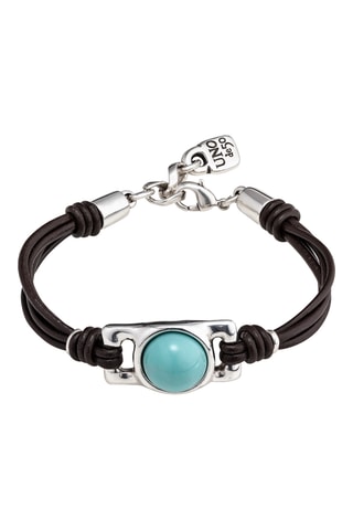 Bracciale - Pelle, vetro di Murano e placcato argento