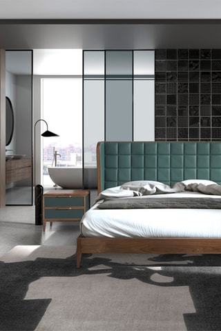 Letto in noce, pino e faggio - Area materasso 180 x 200 cm