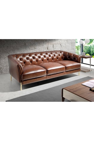 Divano -  Marrone - 3 posti - In pelle