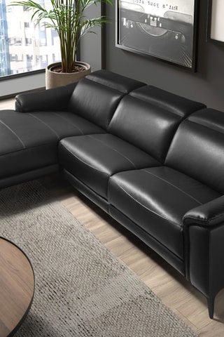 Divano angolare sinistro - Nero - 5 posti - In pelle
