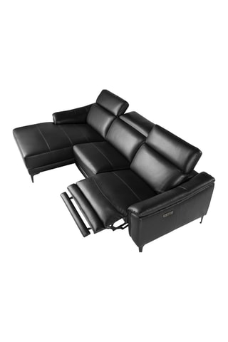 Divano angolare sinistro - Nero - 5 posti - In pelle