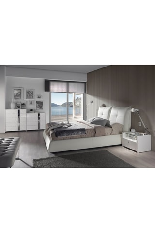 Panca fondo letto - Bianco - Effetto pelle