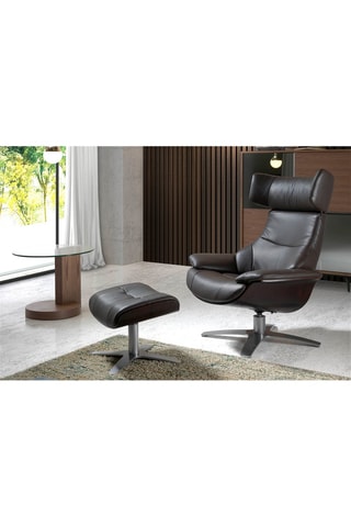 Poltrona girevole - Marrone scuro - In pelle