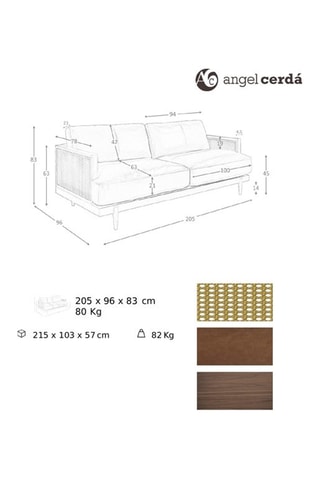 Divano -  Marrone - 3 posti - In pelle
