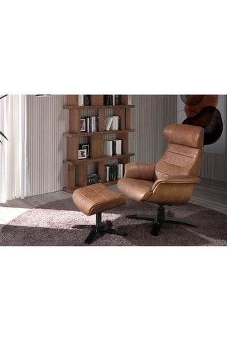 Poltrona girevole - Marrone chiaro - In pelle