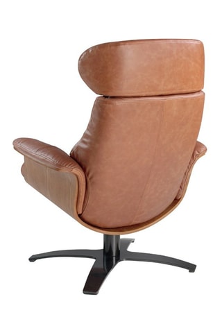 Poltrona girevole - Marrone chiaro - In pelle