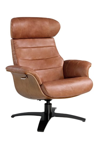Poltrona girevole - Marrone chiaro - In pelle