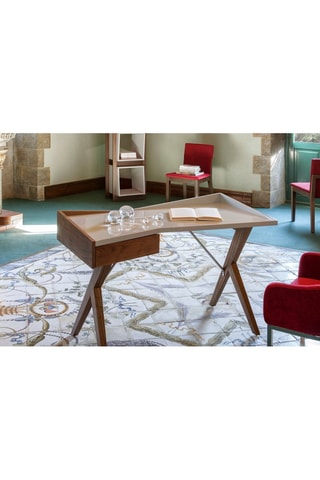 Scrivania 1 cassetto - Effetto noce e bianco