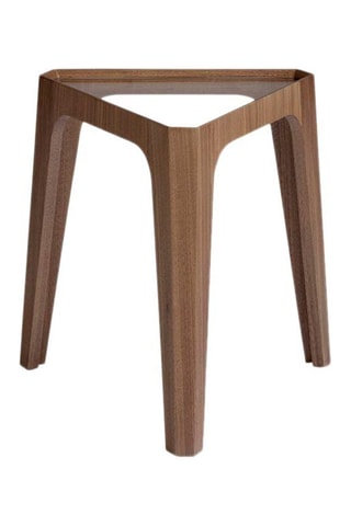 Tavolino in vetro e legno placcato noce - 34 x 34 x 42 cm