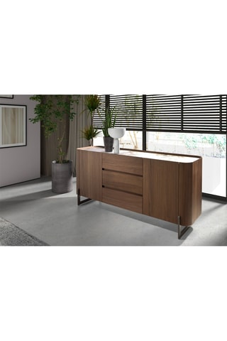 Credenza 2 ante in legno placcato noce - 180 x 80 x 45 cm