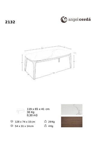 Tavolino in porcellana - 119 x 65 x 41 cm