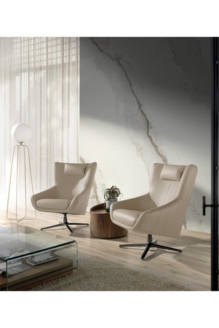 Poltrona girevole -  Beige - In pelle