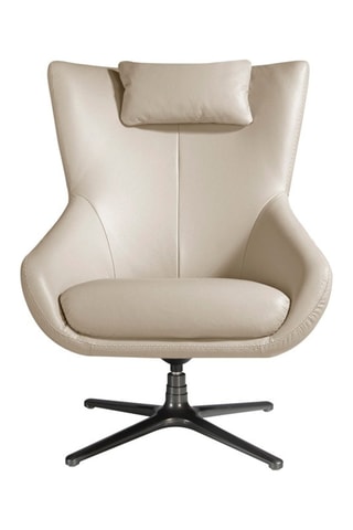 Poltrona girevole -  Beige - In pelle