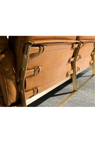 Canapé d'angle droit en pin - Camel - 5 places - En cuir 