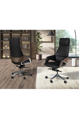 Fauteuil de bureau en bois - 67 x 69 x 121 cm - Revêtement en simili cuir