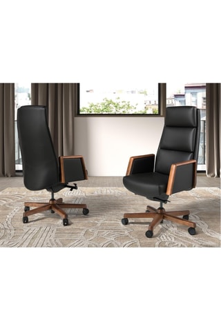 Fauteuil de bureau en bois - 68 x 70 x 120 cm - Revêtement en simili cuir