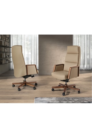 Fauteuil de bureau en bois - 68 x 70 x 120 cm - Revêtement en simili cuir