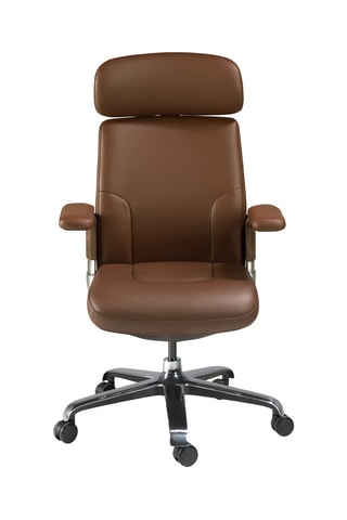 Fauteuil de bureau en bois - 74 x 70 x 118 cm - Revêtement en simili cuir