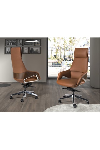 Fauteuil de bureau en bois - 67 x 69 x 121 cm - Revêtement en simili cuir