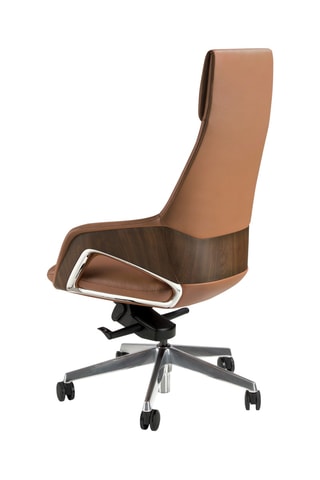 Fauteuil de bureau en bois - 67 x 69 x 121 cm - Revêtement en simili cuir