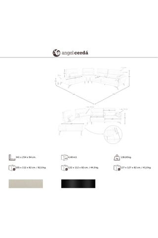 Canapé d'angle gauche en pin - Beige - 5 places - En cuir 