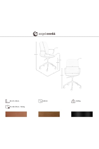 Fauteuil de bureau en noyer - 59 x 61 x 94 cm - Revêtement en simili cuir