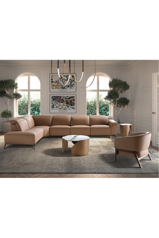 Canapé d'angle gauche en pin - Marron clair - 5 places - En cuir 