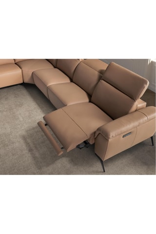 Canapé d'angle gauche en pin - Marron clair - 5 places - En cuir 