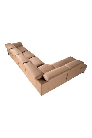 Canapé d'angle gauche en pin - Marron clair - 5 places - En cuir 