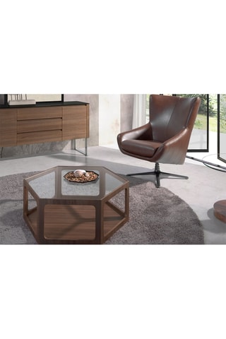 Poltrona girevole -  Marrone - In pelle