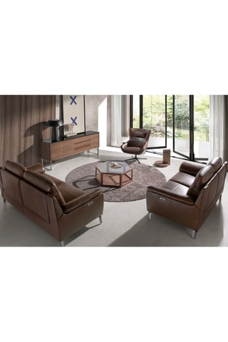 Poltrona girevole -  Marrone - In pelle