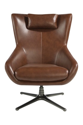 Poltrona girevole -  Marrone - In pelle