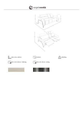 Divano - Beige - 2 posti - In pelle